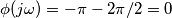 \phi(j\omega) = -\pi-2\pi/2 = 0