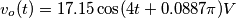 v_o(t) = 17.15\cos(4t + 0.0887\pi) V v_o(t) = 17.15\cos(4t + 0.0887\pi) V