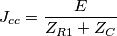 {{J}_{cc}}=\frac{E}{{{Z}_{R1}}+{{Z}_{C}}}